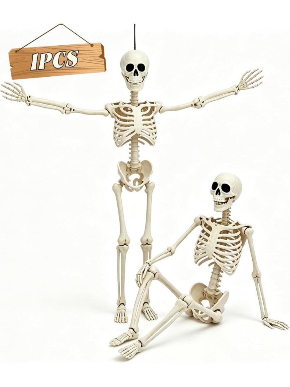Giant 5.75ft Life-Size Halloween Skeleton - Posable Full Body Decor for Yard